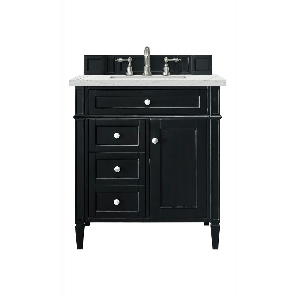 Brittany 30" Single Vanity, Black Onyx, w/ 3 CM Ethereal Noctis Quartz Top