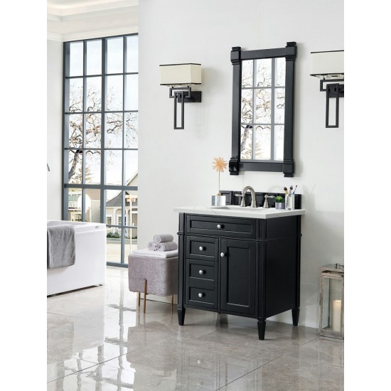 Brittany 30" Single Vanity, Black Onyx, w/ 3 CM Ethereal Noctis Quartz Top