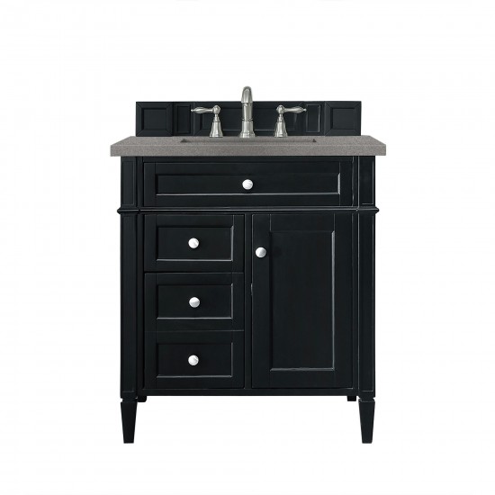 Brittany 30" Single Vanity, Black Onyx, w/ 3 CM Grey Expo Quartz Top