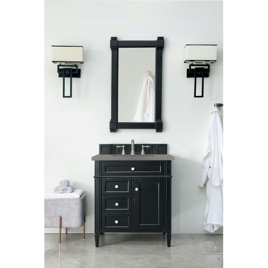 Brittany 30" Single Vanity, Black Onyx, w/ 3 CM Grey Expo Quartz Top