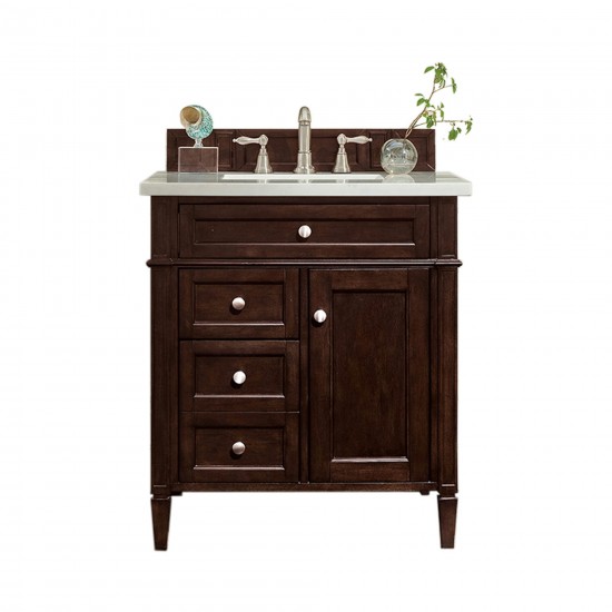 Brittany 30" Single Vanity Mahogany w/3 CM Arctic Fall Solid Surface Top