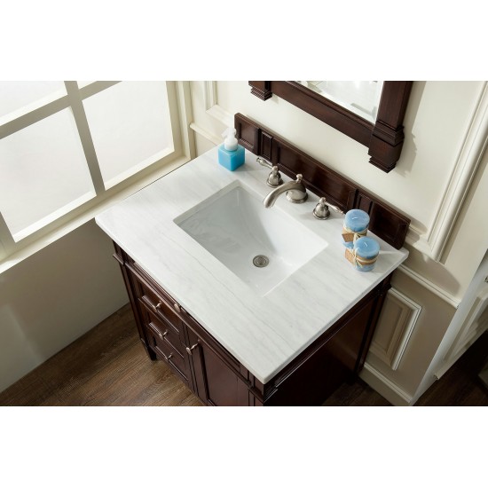 Brittany 30" Single Vanity Mahogany w/3 CM Arctic Fall Solid Surface Top