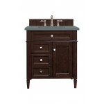 Brittany 30" Single Vanity, Burnished Mahogany, w/ 3 CM Cala Blue Quartz Top