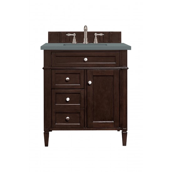 Brittany 30" Single Vanity, Burnished Mahogany, w/ 3 CM Cala Blue Quartz Top