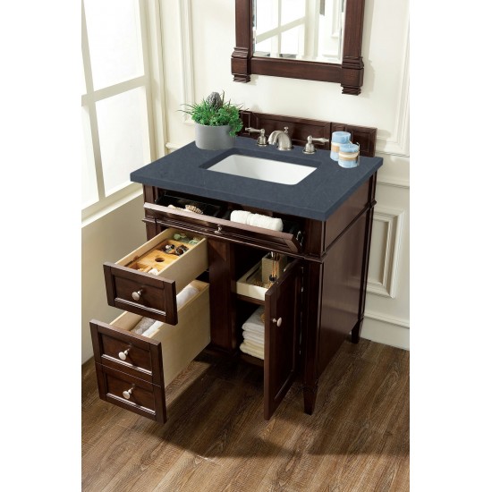 Brittany 30" Single Vanity Mahogany w/3 CM Charcoal Soapstone Quartz Top