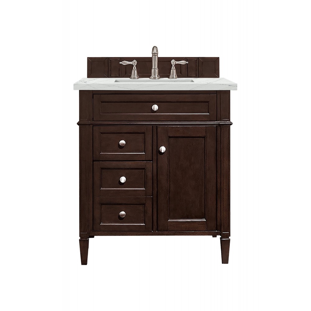 Brittany 30" Single Vanity Burnished Mahogany w/ 3 CM Ethereal Noctis Quartz Top