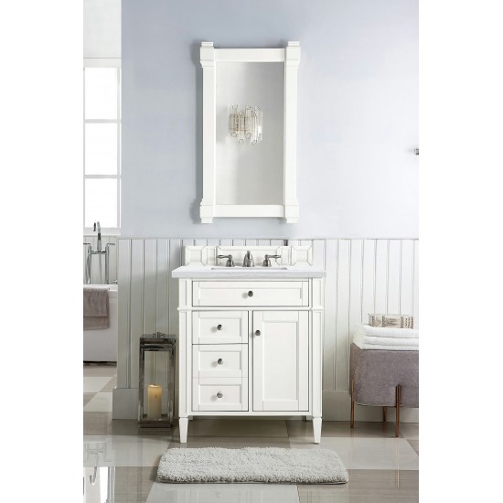 Brittany 30" Single Vanity, Bright White w/ 3 CM Arctic Fall Solid Surface Top