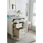 Brittany 30" Single Vanity, Bright White w/ 3 CM Carrara Marble Top