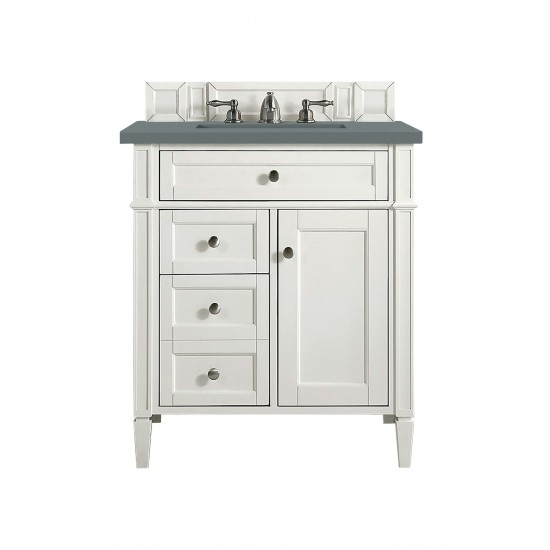 Brittany 30" Single Vanity, Bright White, w/ 3 CM Cala Blue Quartz Top