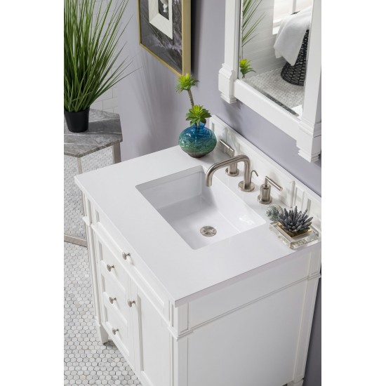 Brittany 30" Single Vanity, Bright White, w/ 3 CM Classic White Quartz Top