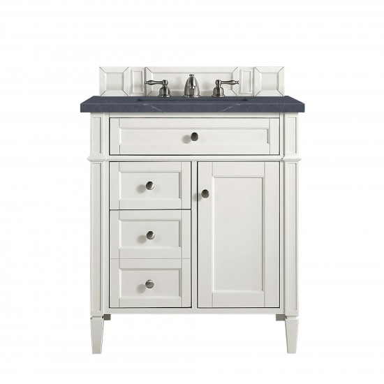 Brittany 30" Single Vanity, Bright White, w/ 3 CM Charcoal Soapstone Quartz Top