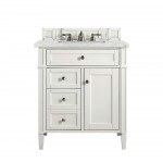 Brittany 30" Single Vanity Bright White w/ 3 CM Eternal Jasmine Pearl Quartz Top