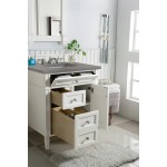 Brittany 30" Single Vanity, Bright White, w/ 3 CM Grey Expo Quartz Top