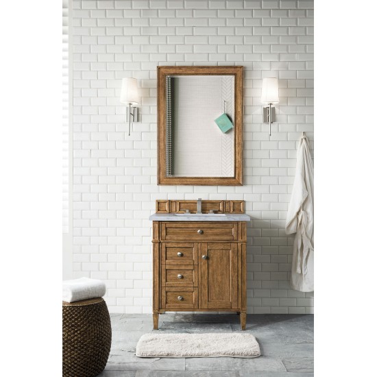 Brittany 30" Single Vanity, Saddle Brown w/ 3 CM Carrara Marble Top