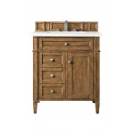 Brittany 30" Single Vanity, Saddle Brown, w/ 3 CM Classic White Quartz Top