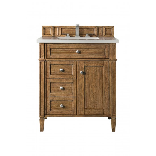 Brittany 30" Single Vanity, Saddle Brown, w/ 3 CM Eternal Serena Quartz Top