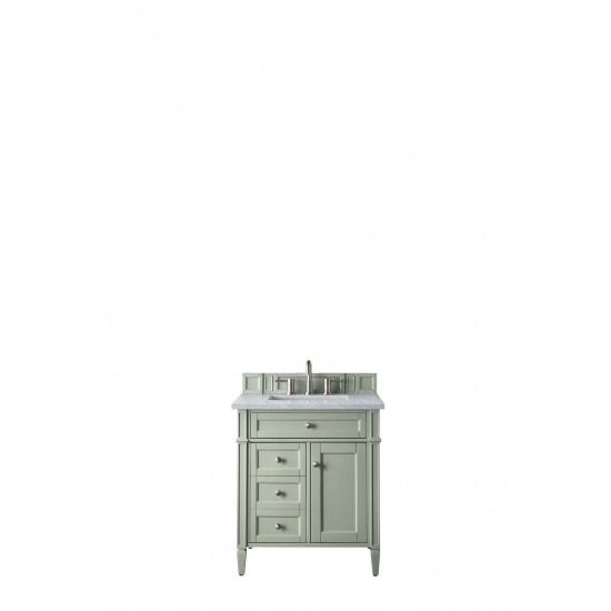 Brittany 30" Single Vanity, Sage Green w/ 3 CM Arctic Fall Solid Surface Top