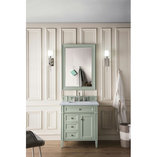 Brittany 30" Single Vanity, Sage Green w/ 3 CM Arctic Fall Solid Surface Top