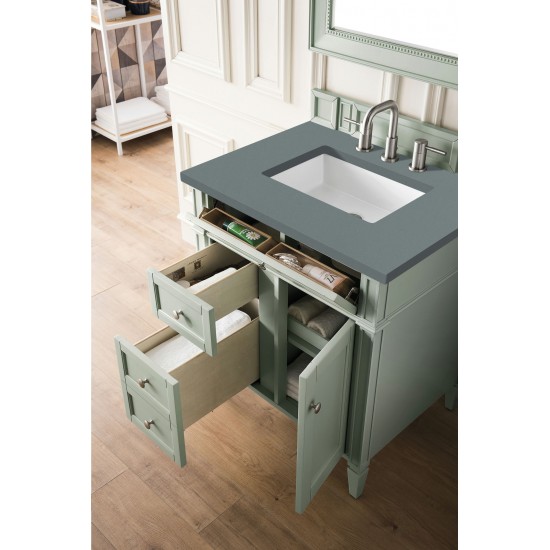 Brittany 30" Single Vanity, Sage Green, w/ 3 CM Cala Blue Quartz Top