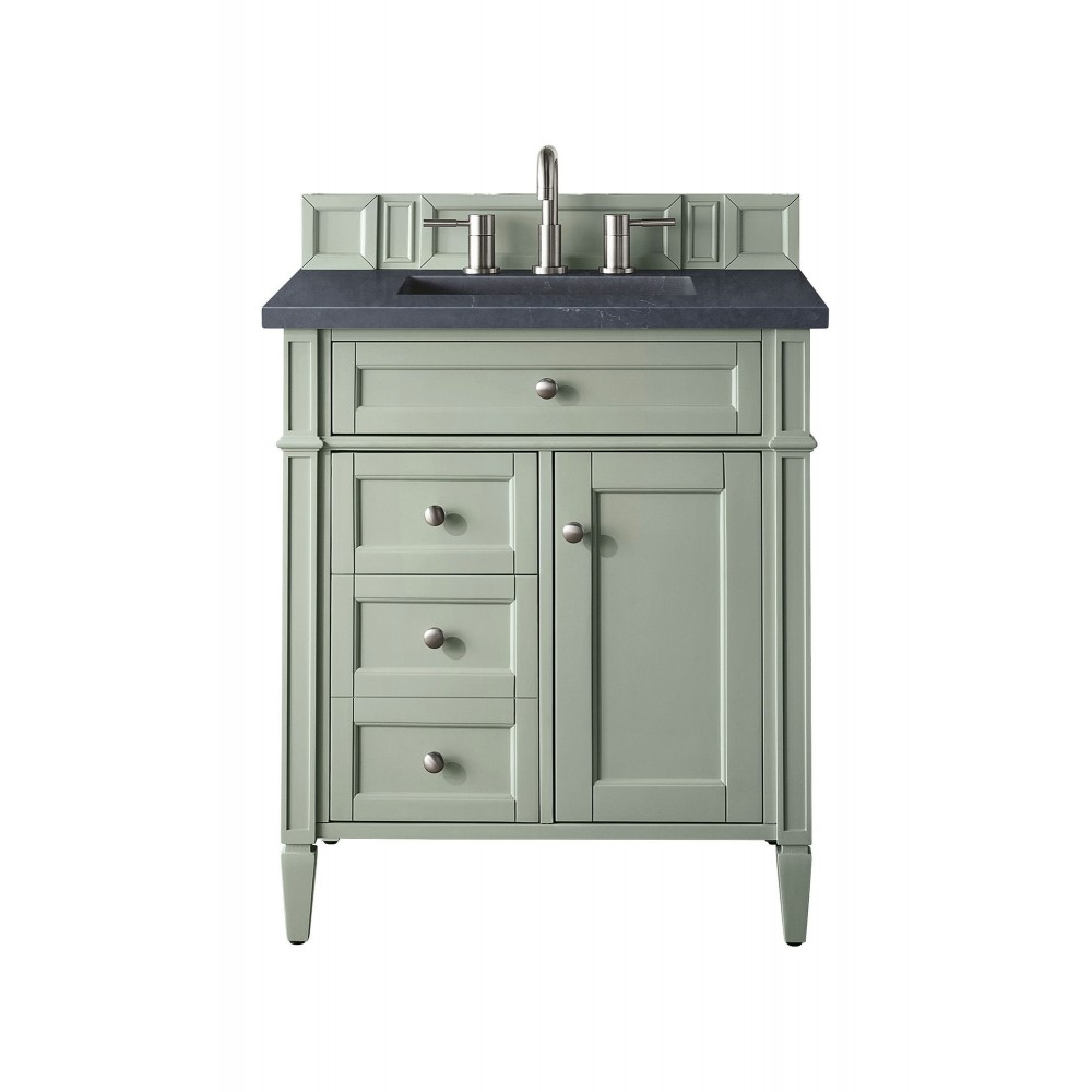 Brittany 30" Single Vanity, Sage Green, w/ 3 CM Charcoal Soapstone Quartz Top Brittany 30" Single Vanity, Sage Green, w/ 3 CM Charcoal Soapstone Quartz Top