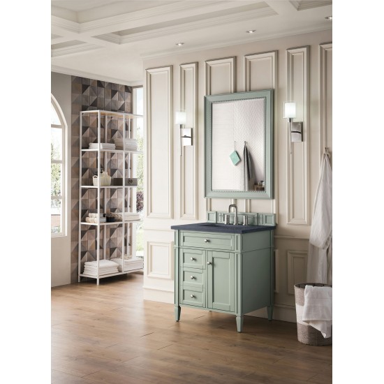 Brittany 30" Single Vanity, Sage Green, w/ 3 CM Charcoal Soapstone Quartz Top