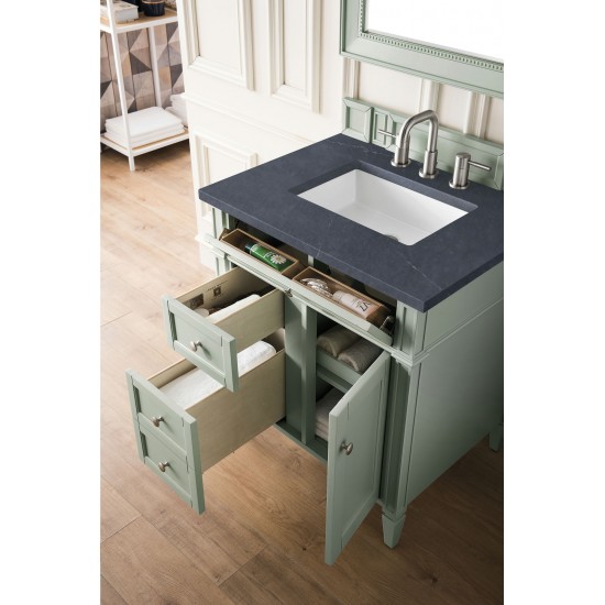 Brittany 30" Single Vanity, Sage Green, w/ 3 CM Charcoal Soapstone Quartz Top