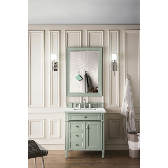 Brittany 30" Single Vanity, Sage Green, w/ 3 CM Ethereal Noctis Quartz Top