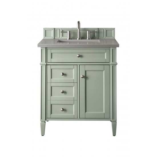 Brittany 30" Single Vanity, Sage Green, w/ 3 CM Grey Expo Quartz Top