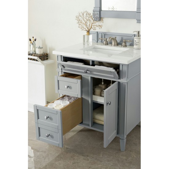 Brittany 30" Single Vanity, Urban Gray w/ 3 CM Arctic Fall Solid Surface Top