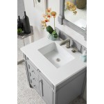 Brittany 30" Single Vanity, Urban Gray, w/ 3 CM Classic White Quartz Top