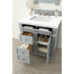 Brittany 30" Single Vanity, Urban Gray, w/ 3 CM Classic White Quartz Top