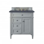 Brittany 30" Single Vanity, Urban Gray, w/ 3 CM Charcoal Soapstone Quartz Top