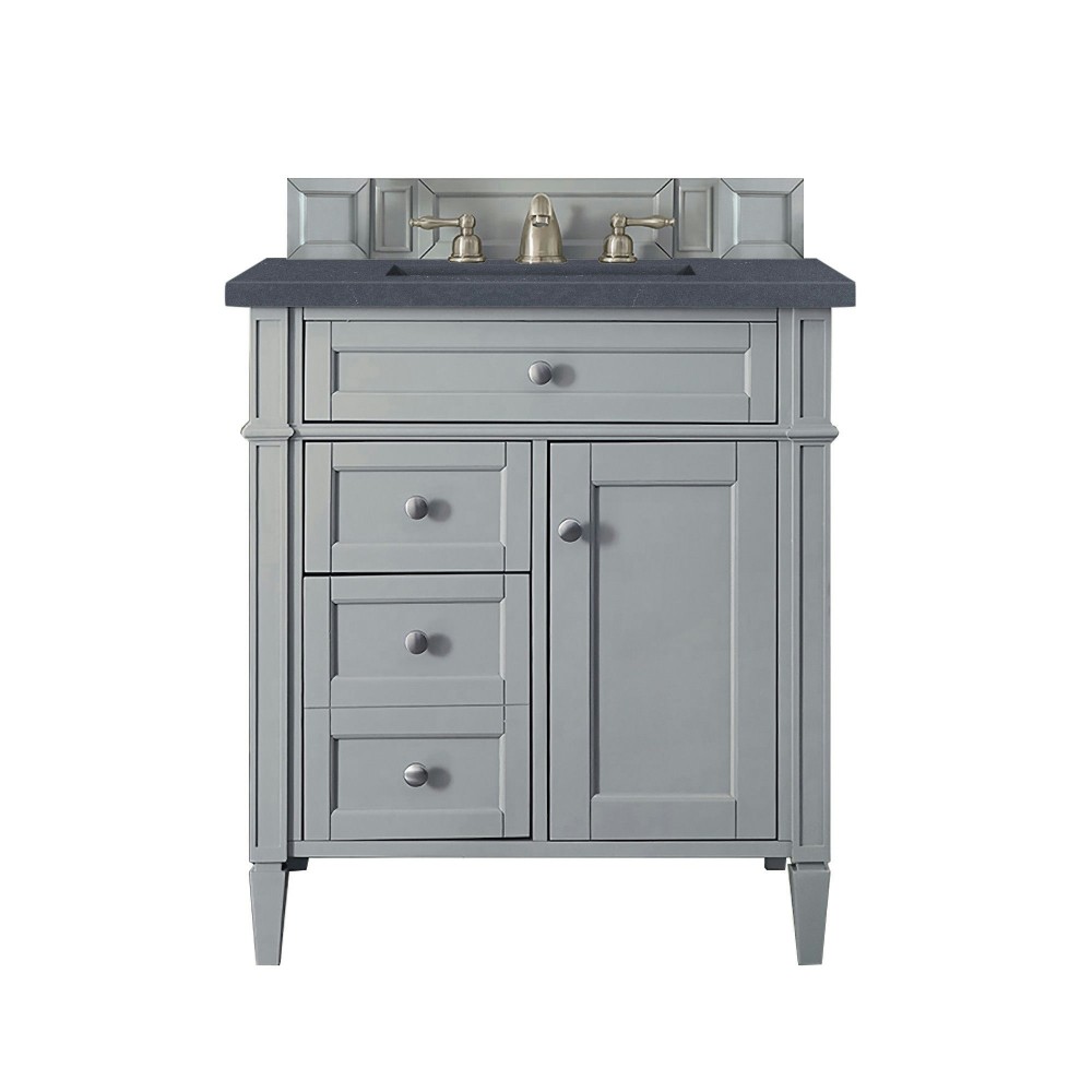 Brittany 30" Single Vanity, Urban Gray, w/ 3 CM Charcoal Soapstone Quartz Top