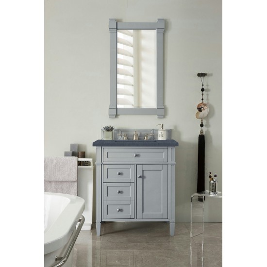 Brittany 30" Single Vanity, Urban Gray, w/ 3 CM Charcoal Soapstone Quartz Top