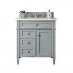 Brittany 30" Single Vanity, Urban Gray, w/ 3 CM Eternal Jasmine Pearl Quartz Top