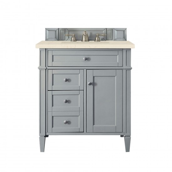 Brittany 30" Single Vanity, Urban Gray, w/ 3 CM Eternal Marfil Quartz Top