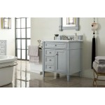 Brittany 30" Single Vanity, Urban Gray, w/ 3 CM Ethereal Noctis Quartz Top