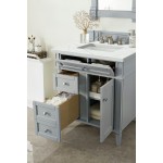 Brittany 30" Single Vanity, Urban Gray, w/ 3 CM Ethereal Noctis Quartz Top