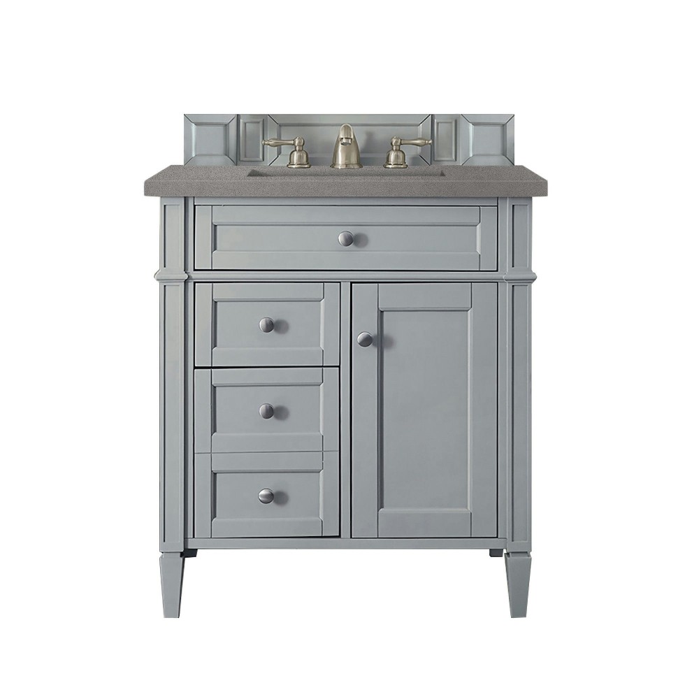 Brittany 30" Single Vanity, Urban Gray, w/ 3 CM Grey Expo Quartz Top