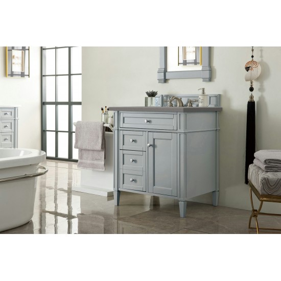 Brittany 30" Single Vanity, Urban Gray, w/ 3 CM Grey Expo Quartz Top