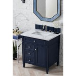 Brittany 30" Single Vanity, Victory Blue w/ 3 CM Carrara Marble Top