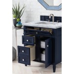 Brittany 30" Single Vanity, Victory Blue w/ 3 CM Carrara Marble Top