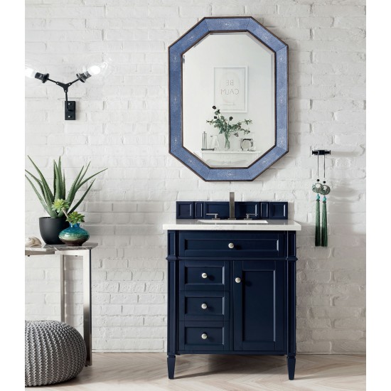 Brittany 30" Single Vanity Victory Blue w/ 3 CM Eternal Jasmine Pearl Quartz Top