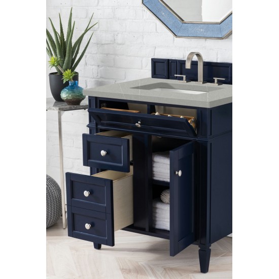 Brittany 30" Single Vanity, Victory Blue w/ 3 CM Eternal Serena Quartz Top