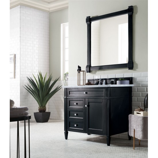 Brittany 36" Black Onyx Single Vanity w/ 3 CM Carrara Marble Top