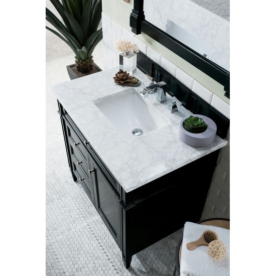 Brittany 36" Black Onyx Single Vanity w/ 3 CM Carrara Marble Top