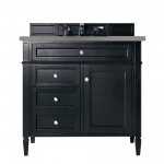 Brittany 36" Black Onyx Single Vanity w/ 3 CM Grey Expo Quartz Top