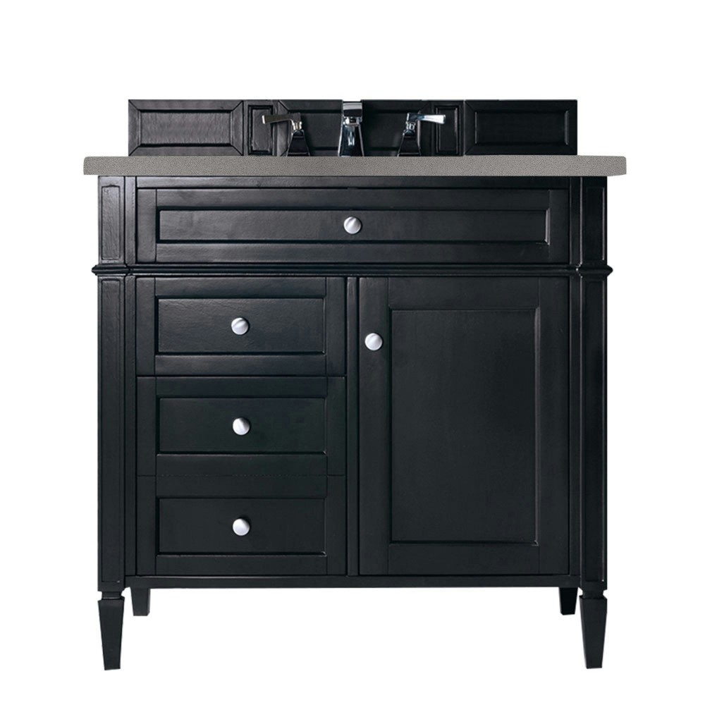 Brittany 36" Black Onyx Single Vanity w/ 3 CM Grey Expo Quartz Top
