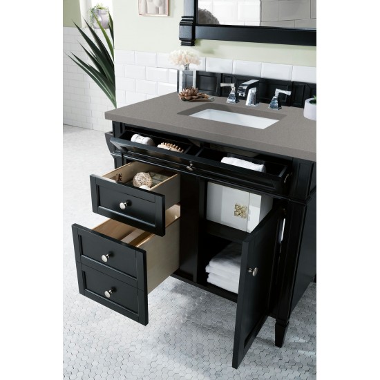 Brittany 36" Black Onyx Single Vanity w/ 3 CM Grey Expo Quartz Top