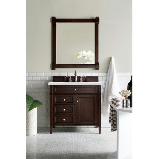 Brittany 36" Mahogany Single Vanity w/3 CM Arctic Fall Solid Surface Top